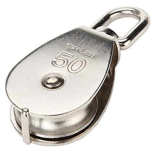 CREATIEE-PRO 2Pcs M50 304 Stainless Steel Lifting Single Pulley Block  Heavy Duty Wire Rope Hanging Wire Towing Wheel - Image 4